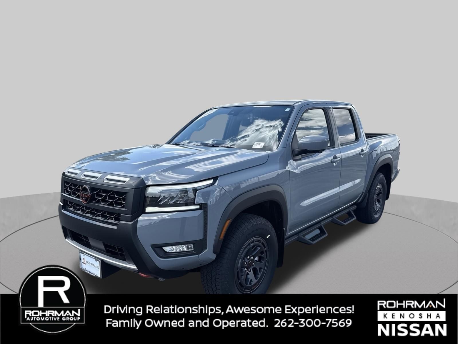 2026 Nissan Frontier PRO-4X in Boulder Gray Pearl — front three-quarter view