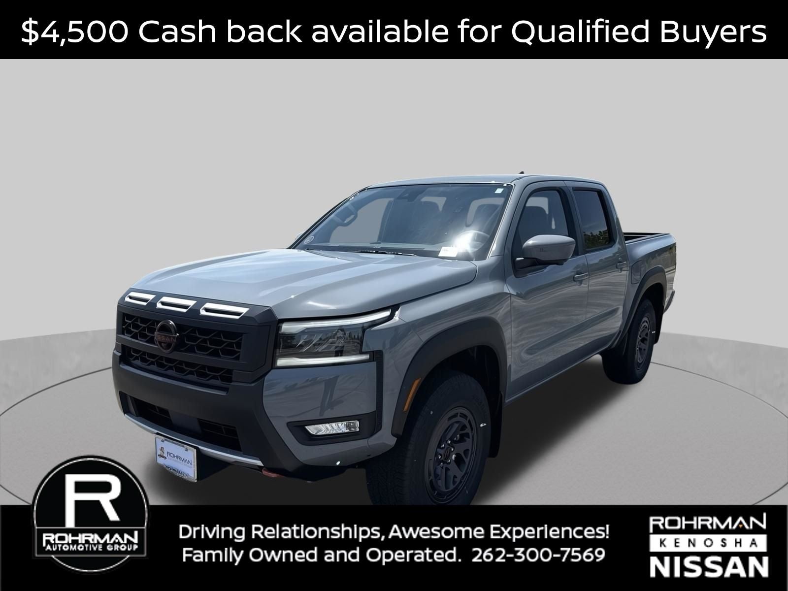 2026 Nissan Frontier PRO-4X Convenience Package in Boulder Gray Pearl — front three-quarter view