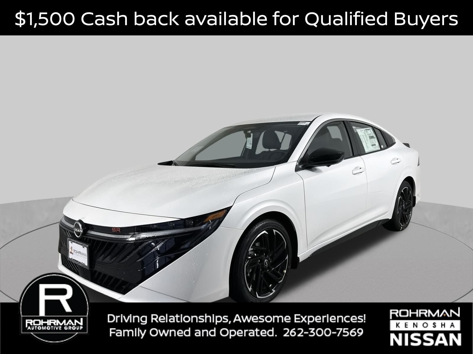 2026 Nissan Sentra SR Premium Package in Aspen White Tricoat — front three-quarter view