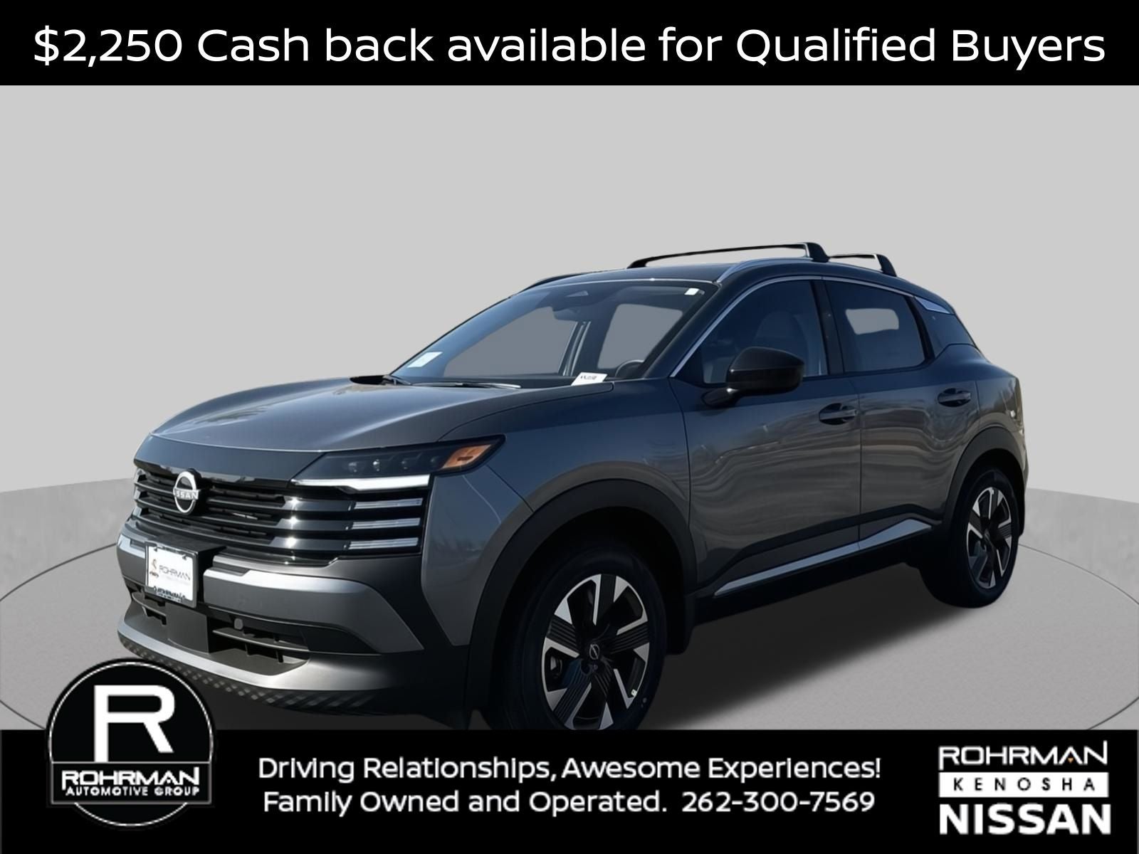 2026 Nissan Kicks SV AWD Premium Package in Gun Metallic — front three-quarter view