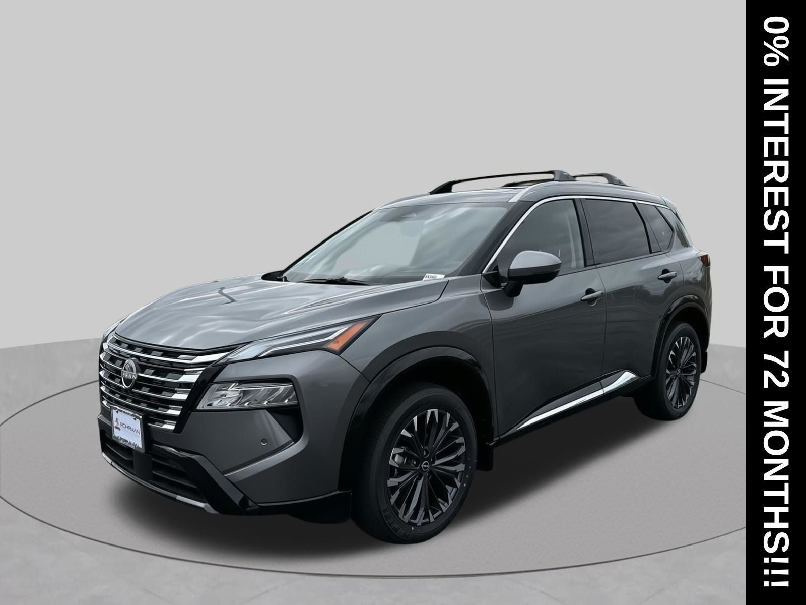 2026 Nissan Rogue Platinum Premium Package in Gun Metallic — front three-quarter view
