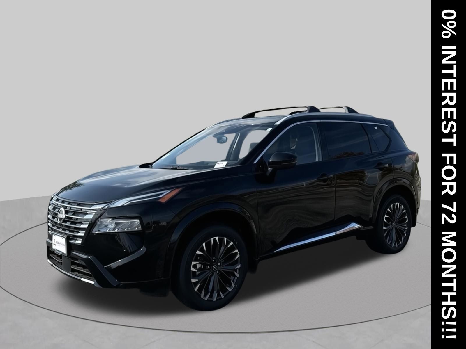 2026 Nissan Rogue Platinum Premium Package in Super Black — front three-quarter view