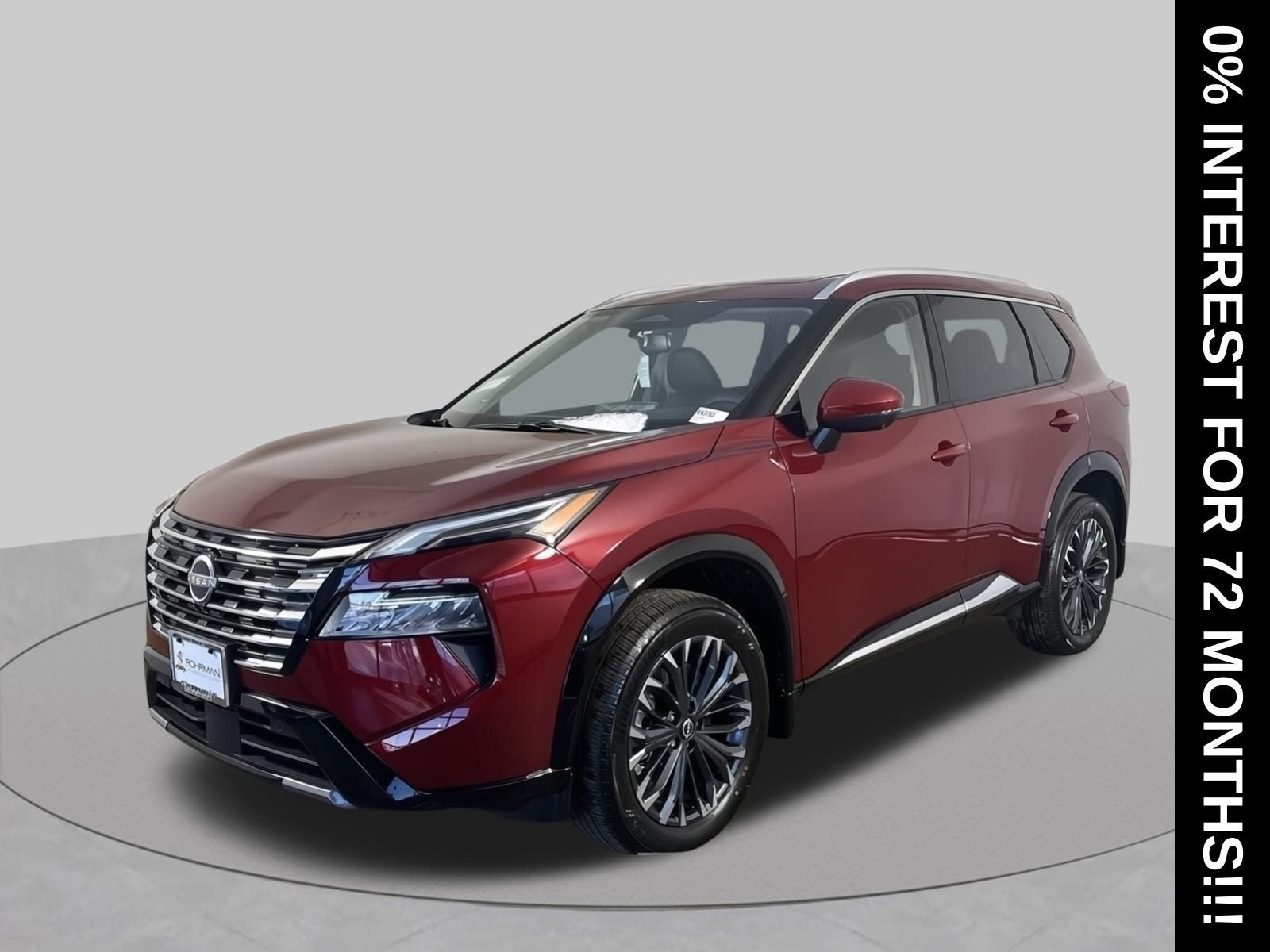 2026 Nissan Rogue Platinum Premium Package in Scarlet Ember Tintcoat — front three-quarter view